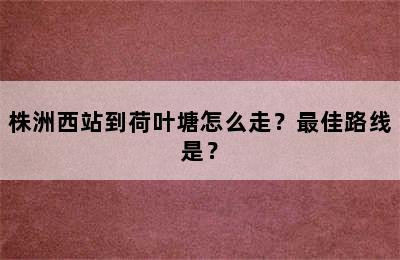 株洲西站到荷叶塘怎么走？最佳路线是？