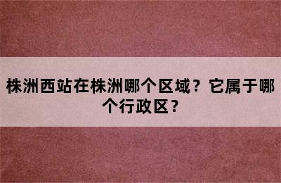 株洲西站在株洲哪个区域？它属于哪个行政区？