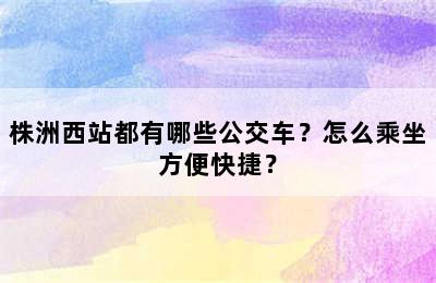 株洲西站都有哪些公交车？怎么乘坐方便快捷？