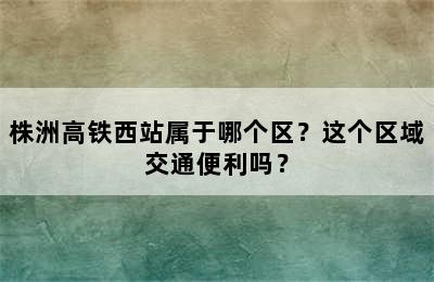 株洲高铁西站属于哪个区？这个区域交通便利吗？