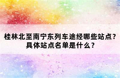 桂林北至南宁东列车途经哪些站点？具体站点名单是什么？