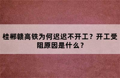 桂郴赣高铁为何迟迟不开工？开工受阻原因是什么？