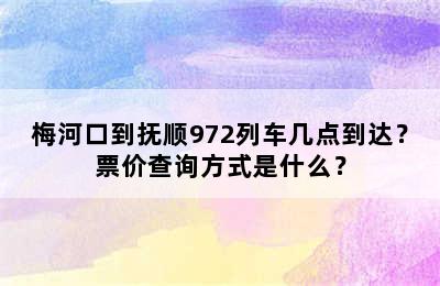 梅河口到抚顺972列车几点到达？票价查询方式是什么？