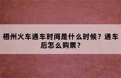 梧州火车通车时间是什么时候？通车后怎么购票？