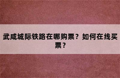 武咸城际铁路在哪购票？如何在线买票？