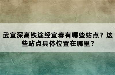 武宜深高铁途经宜春有哪些站点？这些站点具体位置在哪里？