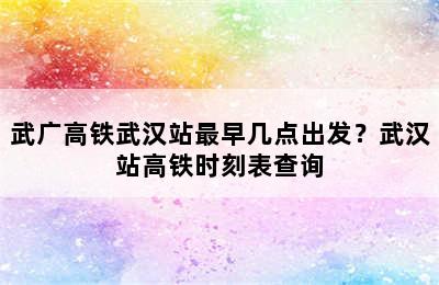 武广高铁武汉站最早几点出发？武汉站高铁时刻表查询
