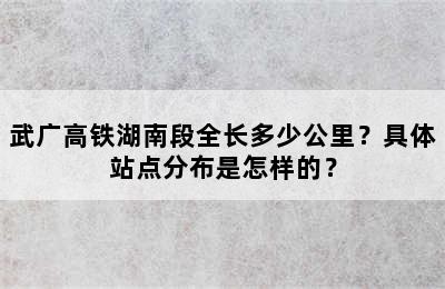 武广高铁湖南段全长多少公里？具体站点分布是怎样的？