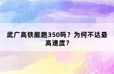 武广高铁能跑350吗？为何不达最高速度？