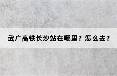 武广高铁长沙站在哪里？怎么去？