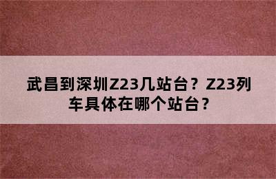 武昌到深圳Z23几站台？Z23列车具体在哪个站台？