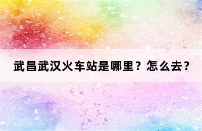 武昌武汉火车站是哪里？怎么去？
