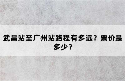 武昌站至广州站路程有多远？票价是多少？