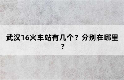 武汉16火车站有几个？分别在哪里？