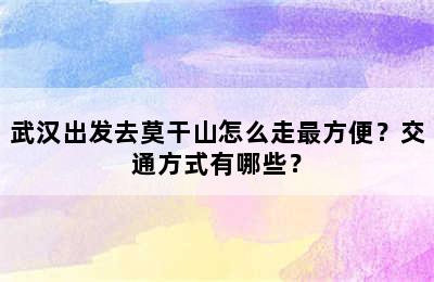 武汉出发去莫干山怎么走最方便？交通方式有哪些？