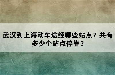 武汉到上海动车途经哪些站点？共有多少个站点停靠？