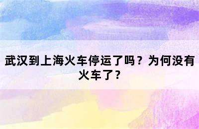 武汉到上海火车停运了吗？为何没有火车了？