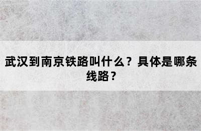 武汉到南京铁路叫什么？具体是哪条线路？