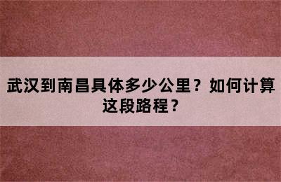 武汉到南昌具体多少公里？如何计算这段路程？