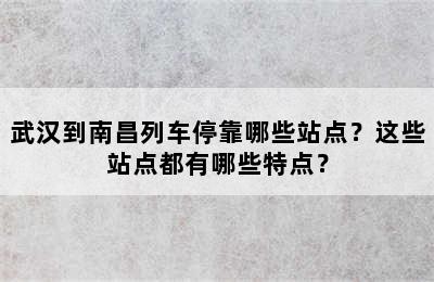 武汉到南昌列车停靠哪些站点？这些站点都有哪些特点？