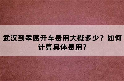 武汉到孝感开车费用大概多少？如何计算具体费用？