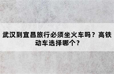 武汉到宜昌旅行必须坐火车吗？高铁动车选择哪个？