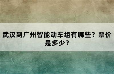 武汉到广州智能动车组有哪些？票价是多少？