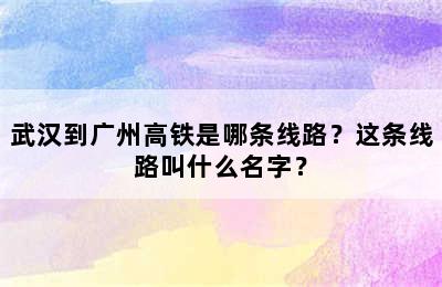 武汉到广州高铁是哪条线路？这条线路叫什么名字？