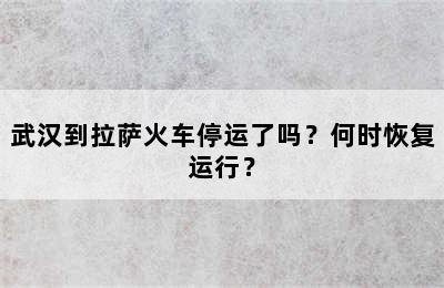 武汉到拉萨火车停运了吗？何时恢复运行？