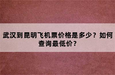 武汉到昆明飞机票价格是多少？如何查询最低价？