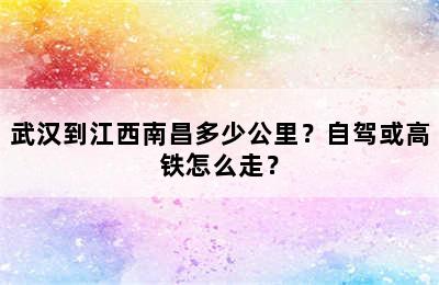武汉到江西南昌多少公里？自驾或高铁怎么走？