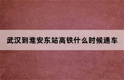 武汉到淮安东站高铁什么时候通车