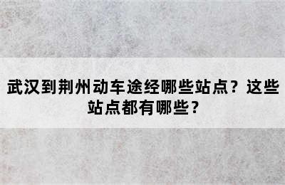 武汉到荆州动车途经哪些站点？这些站点都有哪些？