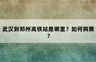 武汉到郑州高铁站是哪里？如何购票？