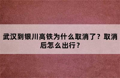武汉到银川高铁为什么取消了？取消后怎么出行？