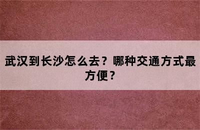 武汉到长沙怎么去？哪种交通方式最方便？