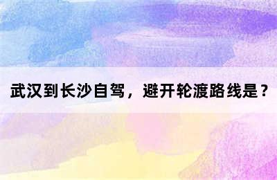 武汉到长沙自驾，避开轮渡路线是？