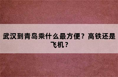 武汉到青岛乘什么最方便？高铁还是飞机？