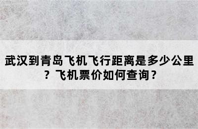 武汉到青岛飞机飞行距离是多少公里？飞机票价如何查询？