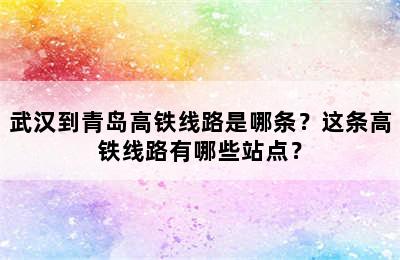 武汉到青岛高铁线路是哪条？这条高铁线路有哪些站点？