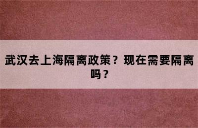 武汉去上海隔离政策？现在需要隔离吗？