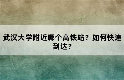 武汉大学附近哪个高铁站？如何快速到达？