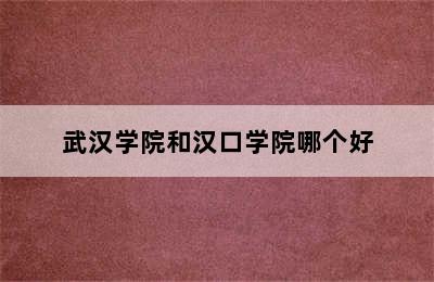 武汉学院和汉口学院哪个好