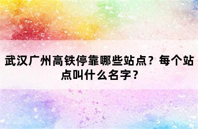 武汉广州高铁停靠哪些站点？每个站点叫什么名字？