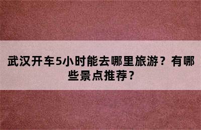 武汉开车5小时能去哪里旅游？有哪些景点推荐？