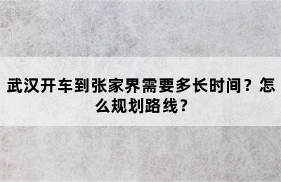 武汉开车到张家界需要多长时间？怎么规划路线？