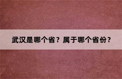 武汉是哪个省？属于哪个省份？