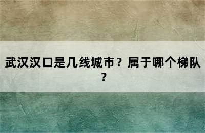 武汉汉口是几线城市？属于哪个梯队？