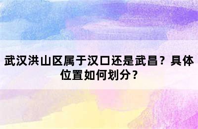 武汉洪山区属于汉口还是武昌？具体位置如何划分？