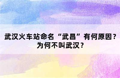 武汉火车站命名“武昌”有何原因？为何不叫武汉？